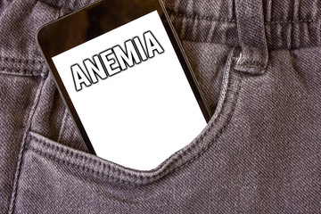 Word writing text Anemia. Business concept for Bloodlessness Disease Severe Blood Loss Illness Sick...