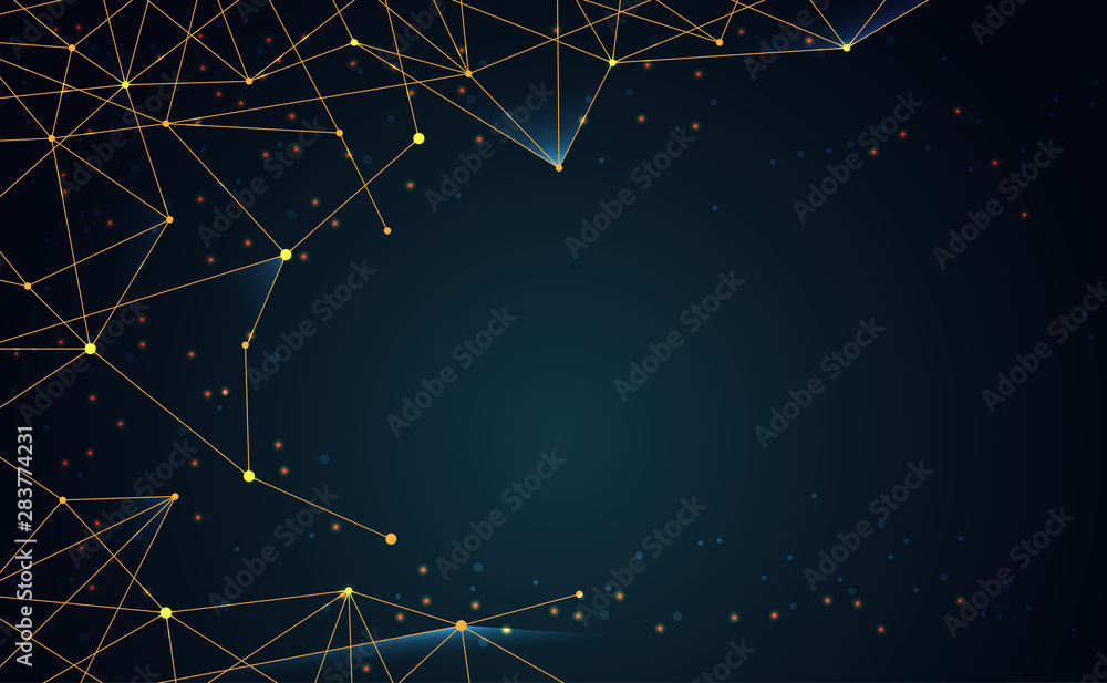 Aufkleber modern abstract network science connection technology gold line premium dot and graphic design. on h
