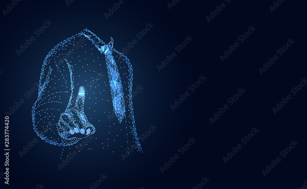 Poster abstract technology line triangle and points businessman low poly finger pointing future modern wire