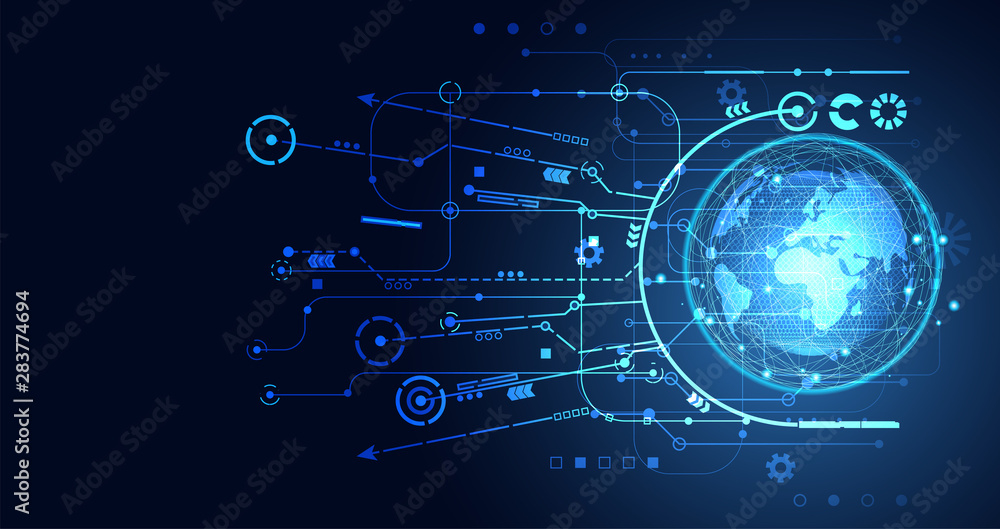 Poster abstract technology internet world map network connection global business future futuristic backgrou