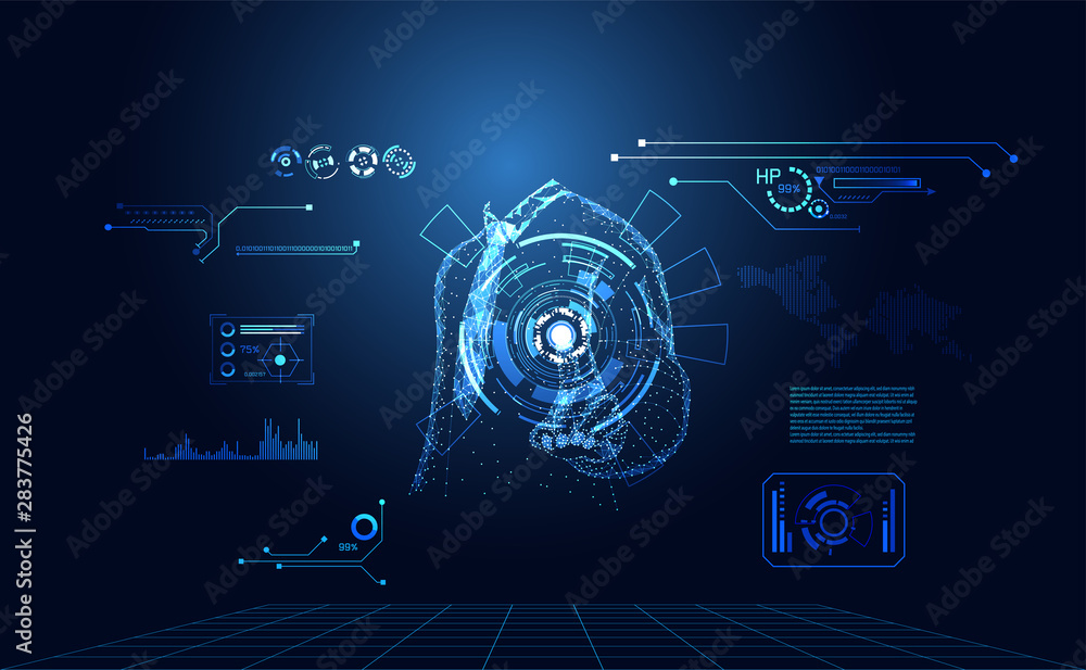 Poster abstract technology world digital link network connection, business man link ui futuristic concept h