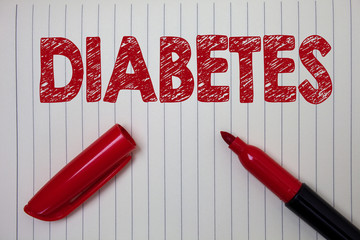 Word writing text Diabetes. Business concept for Chronic disease associated to high levels of sugar...