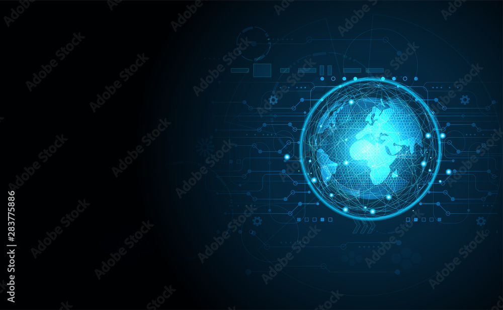 Aufkleber abstract technology concept global network connection futuristic earth globe virtual hologram commun