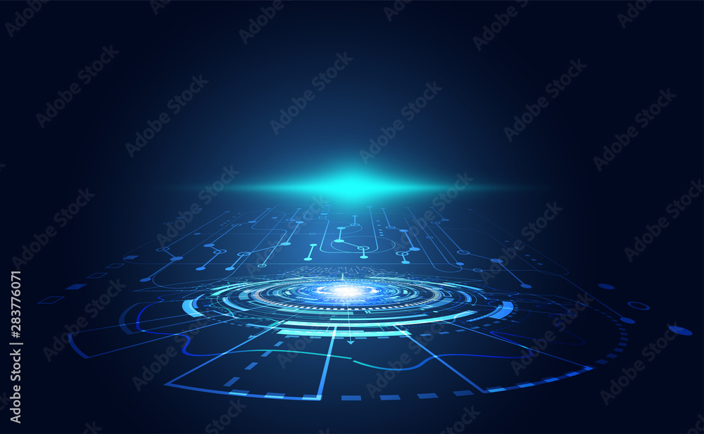 Poster modern abstract network science connection technology line dot and graphic design. on hi tech future
