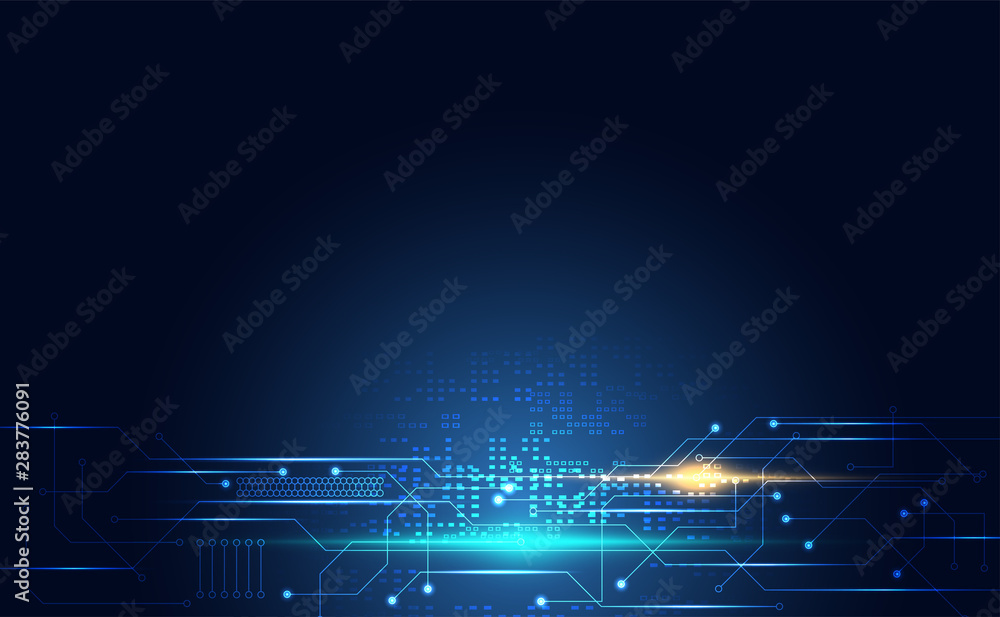 Aufkleber modern abstract network science connection technology line dot and graphic design. on hi tech future