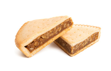 Swiss pastries with nut filling isolated