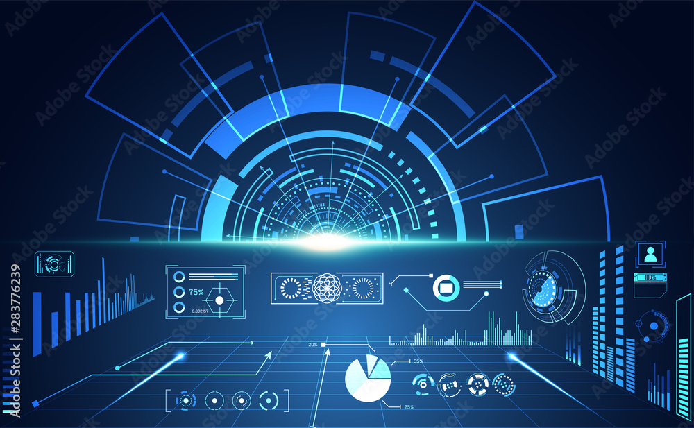 Poster abstract technology ui futuristic concept hud interface hologram elements of digital data chart, com