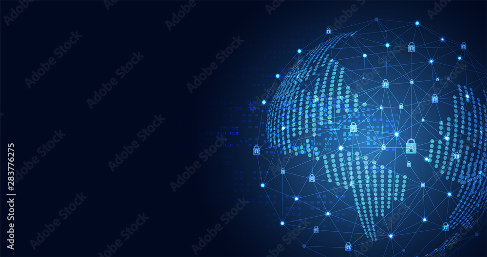 Aufkleber abstract technology world cyber security privacy icon information network concept padlock protection
