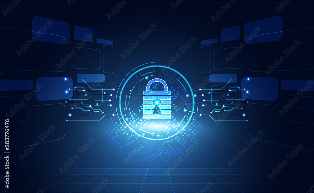 Poster abstract technology cyber security privacy information network concept padlock protection digital ne