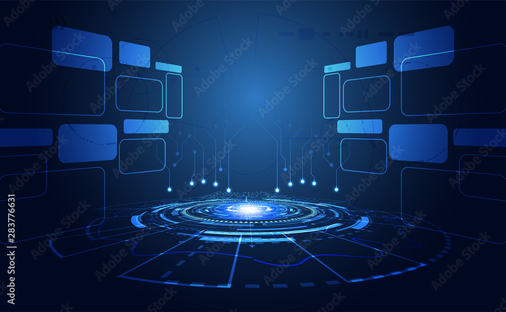 Poster abstract technology ui futuristic concept hud interface hologram elements of digital data chart, com