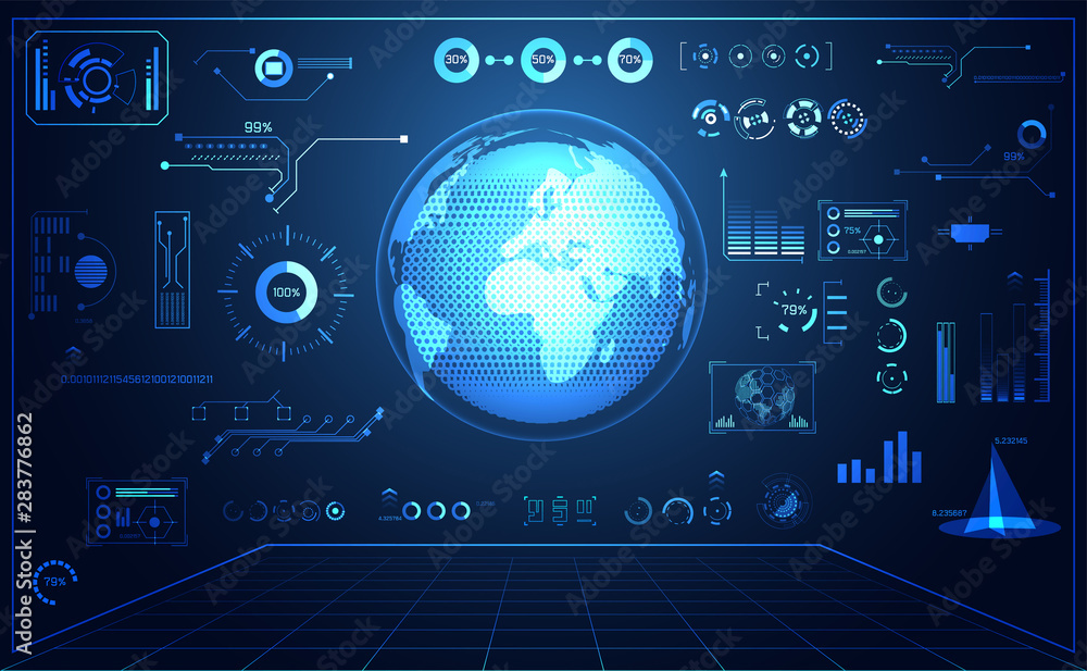Poster abstract technology ui futuristic concept world digital hud interface hologram elements of digital d