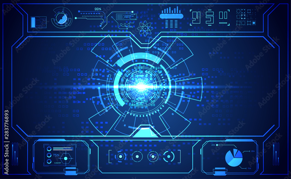Poster abstract technology ui futuristic concept hud interface hologram elements of digital data chart, com