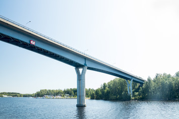 Luukkaansalmi bridge in Lappeenranta, Finland. View from the lake Saimaa.