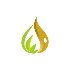 leaf oil vektor logo design template
