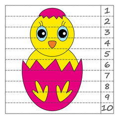 Worksheet. Game for kids, children. Math Puzzles. Cut and complete. Learning mathematics. 