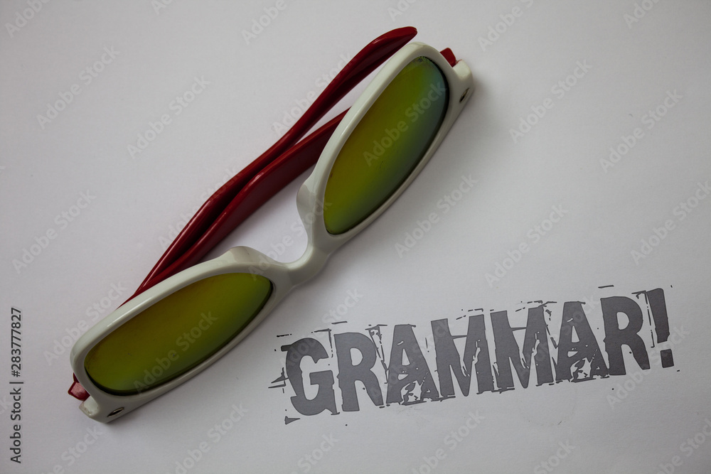 Poster handwriting text grammar motivational call. concept meaning system and structure of a language writi