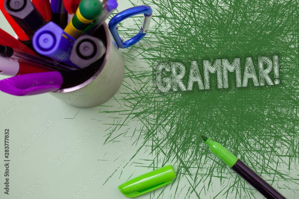 Poster word writing text grammar motivational call. business concept for system and structure of a language