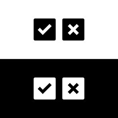 Tick and cross icon, check mark icon symbol vector. check mark and cross mark signs