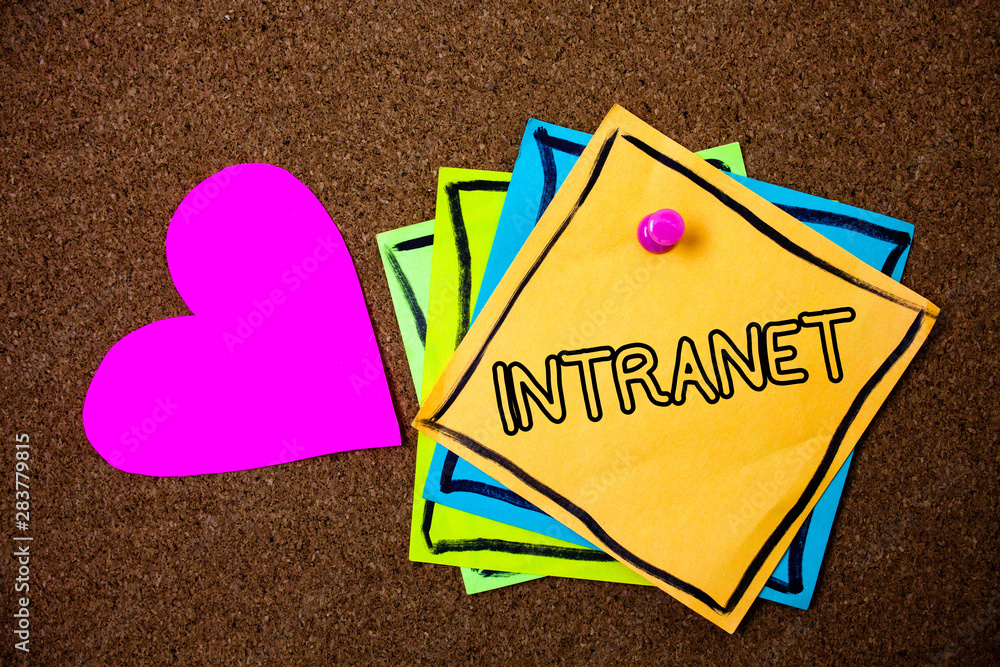 Poster word writing text intranet. business concept for private network of a company interlinked local area
