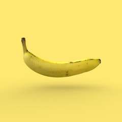 Ripe banana isolated on yellow background illustrations 3d model