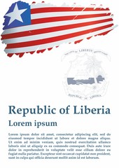 Flag of Liberia, Republic of Liberia is a country on the West African coast. Template for award design, an official document with the flag of Liberia. Bright, colorful vector illustration.