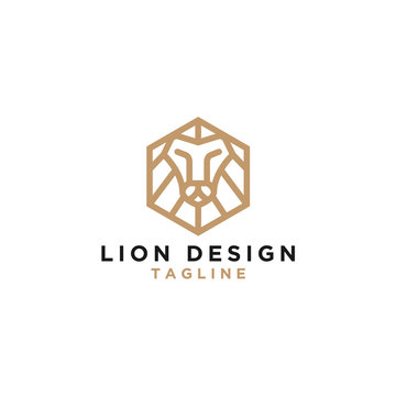 Vector Logo Lion Design Hexagon Monogram Template Icon EPS 10 Logo Design - Vector