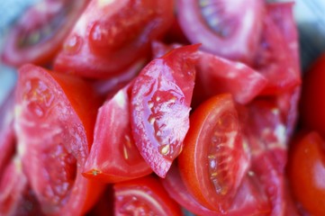 Fresh chopped red juicy tomatoes and some salt - the best salad