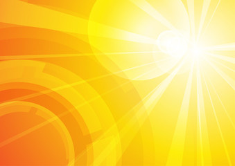 Vector : Abstract circle with lens flare on yellow background
