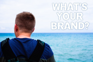 Text sign showing What'S Your Brand Question. Conceptual photo asking about slogan or logo...