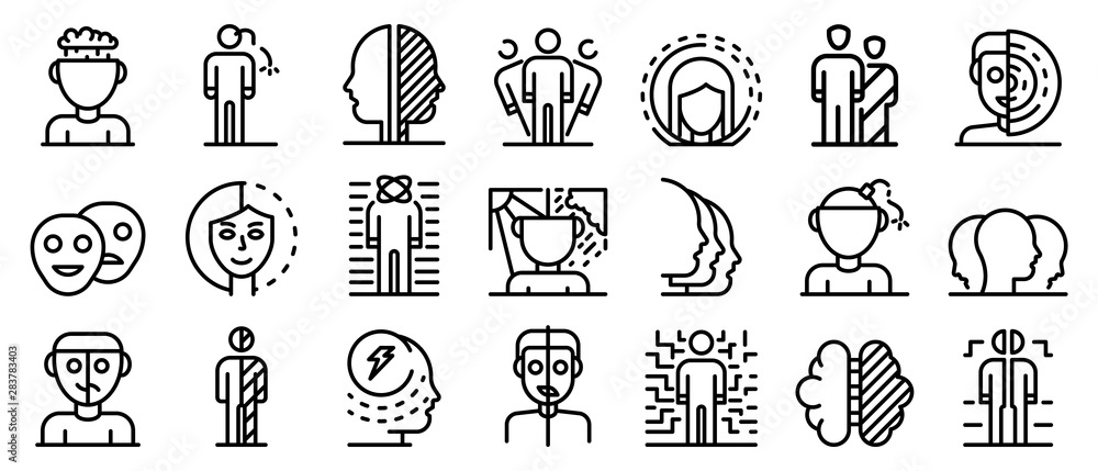 Aufkleber bipolar disorder icons set. outline set of bipolar disorder vector icons for web design isolated on 