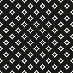 Vector geometric seamless pattern with curved diamond shapes, outline rhombuses
