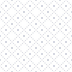 Subtle seamless pattern with tiny star shapes in square grid. Minimalist texture