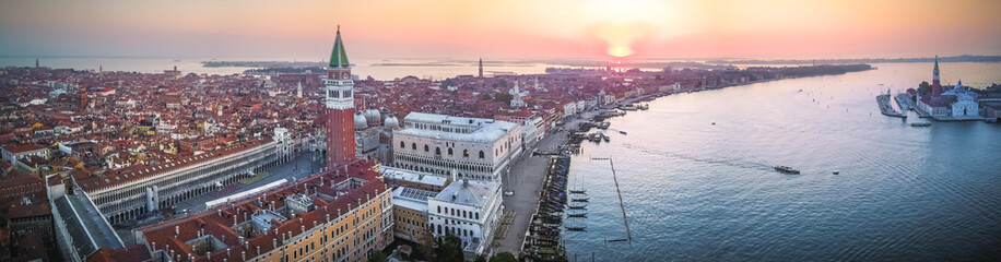 Views of sunrise in Venice from above