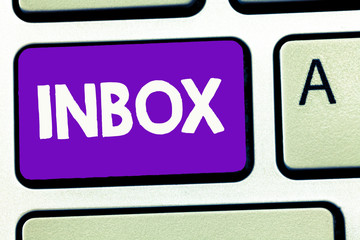 Handwriting text writing Inbox. Concept meaning electronic folder in which emails received by individual are held.