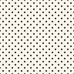 Simple minimal vector geometric seamless pattern with crosses. Black and white