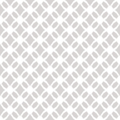 Subtle vector geometric seamless pattern. Simple white and light gray texture. Delicate background with mesh, lattice, net, tissue, diamonds, grid, rhombuses. Subtle abstract ornament. Repeat design