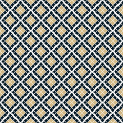 Vector geometric seamless pattern with diamonds. Gold, black and white ornament