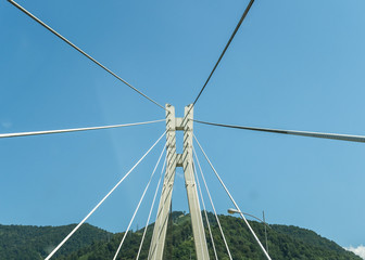 Suspension cable-stayed bridge on the road to Krasnaya Polyana