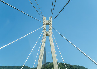 Suspension cable-stayed bridge on the road to Krasnaya Polyana