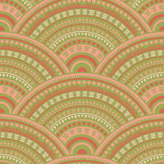 Ethnic circle shapes seamless geometric pattern.