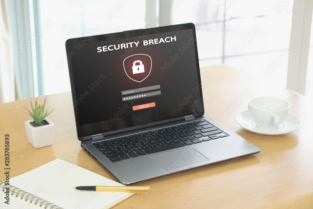Poster laptop computer with password login on screen