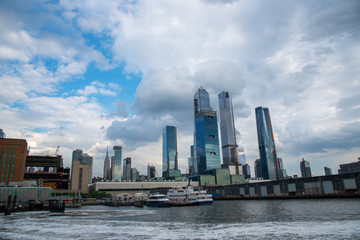Naklejka premium Hudson Yards from a boat in the Hudson River