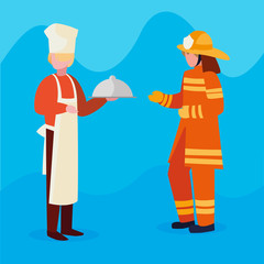 couple of professional workers characters