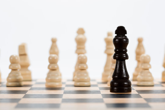 Chess on white (focus on king)