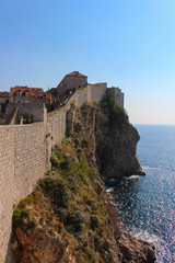 Fototapeta na wymiar View of Dubrovnik and it's city wall from the Adriatic Sea