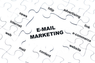 E-mail marketing white puzzle pieces