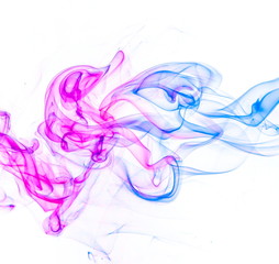 Colored smoke on white background