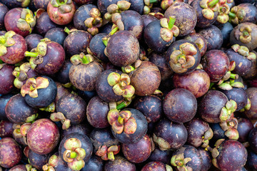 Many mangosteen to sell at the markets in Thailand