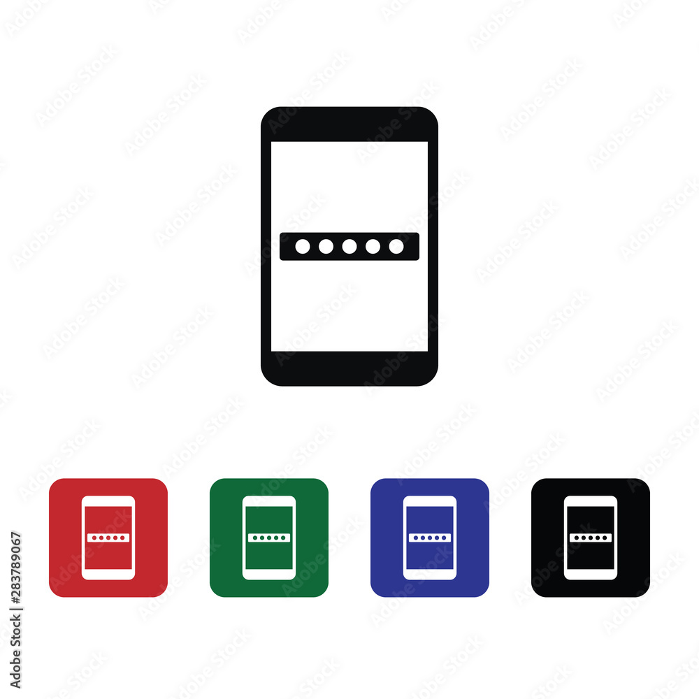 Poster password, smartphone, security, icon, flat. element of security for mobile concept and web apps illu