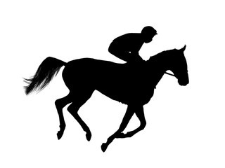 Obraz na płótnie Canvas horse racing jumping jockey isolated on white background